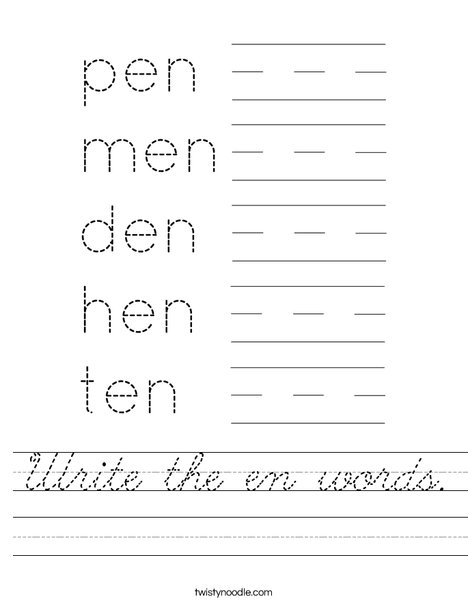 Write the en words. Worksheet