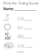 Write the  Ending Sounds Coloring Page