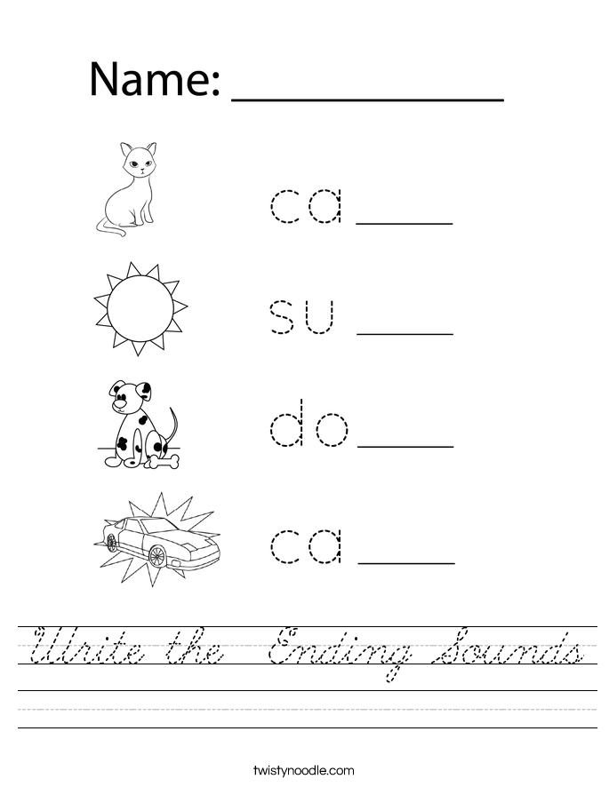 Write the  Ending Sounds Worksheet