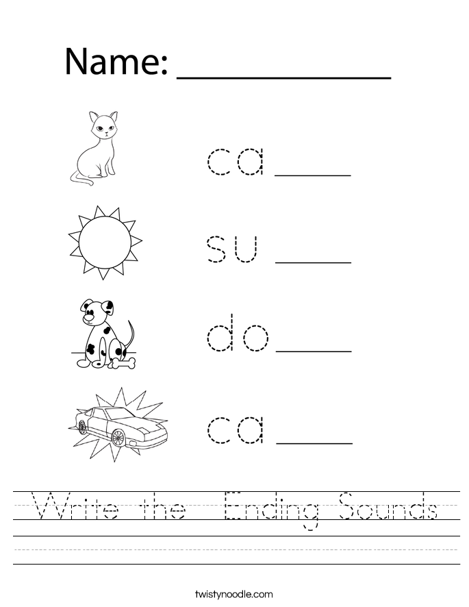 Write the  Ending Sounds Worksheet