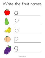 Write the fruit names Coloring Page