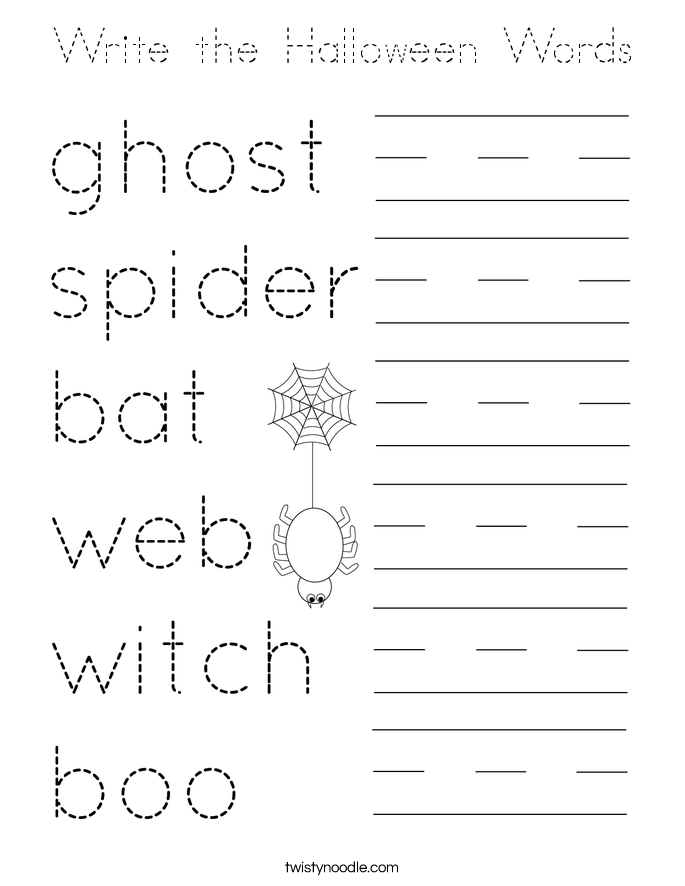 Write the Halloween Words Coloring Page