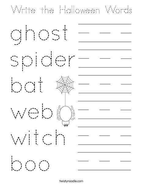 Write the Halloween Words Coloring Page