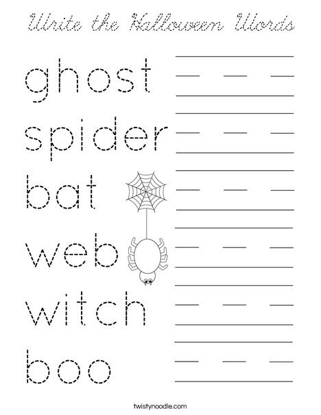 Write the Halloween Words Coloring Page