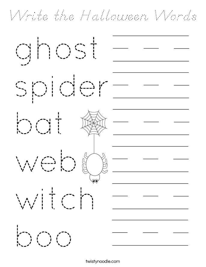 Write the Halloween Words Coloring Page