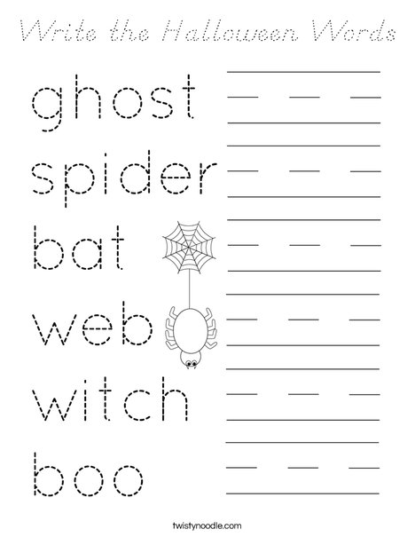 Write the Halloween Words Coloring Page