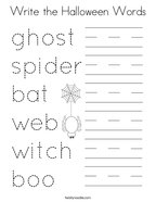 Write the Halloween Words Coloring Page