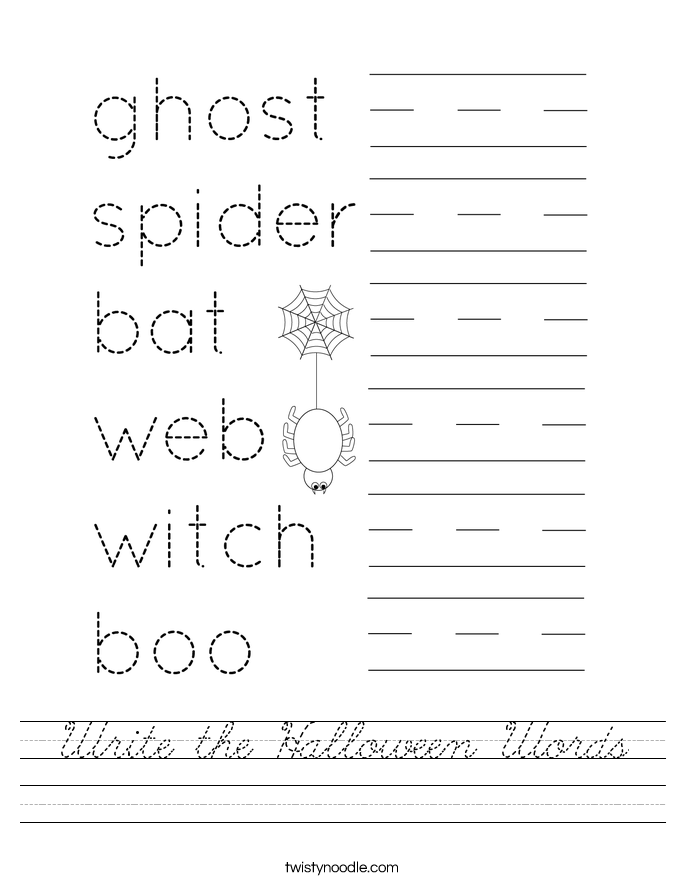 Write the Halloween Words Worksheet