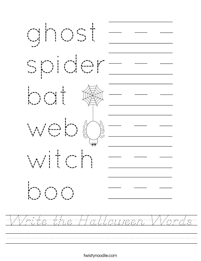 Write the Halloween Words Worksheet