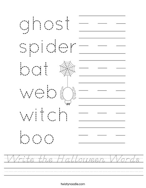 Write the Halloween Words Worksheet