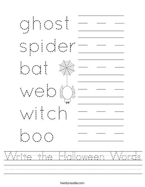 Write the Halloween Words Worksheet
