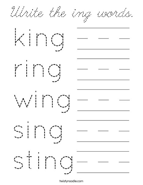 Write the ing words. Coloring Page