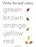 Write the leaf colors Coloring Page