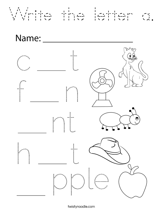 Write the letter a. Coloring Page
