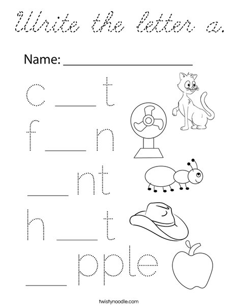 Write the letter a. Coloring Page