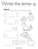 Write the letter a Coloring Page