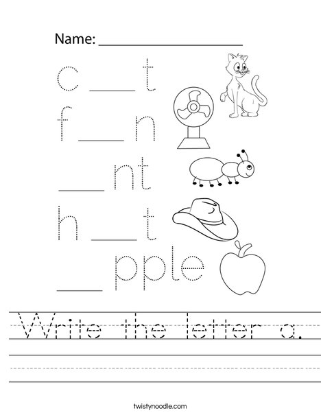 Write the letter a. Worksheet