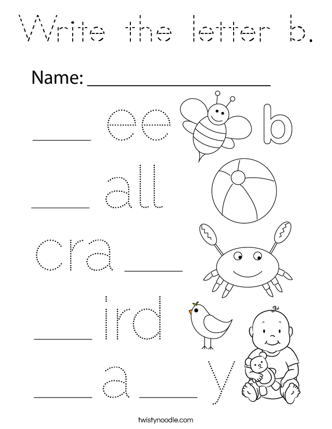 Write the letter b. Coloring Page