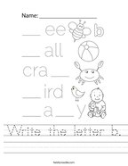 Write the letter b Handwriting Sheet