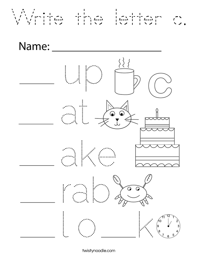 Write the letter c. Coloring Page