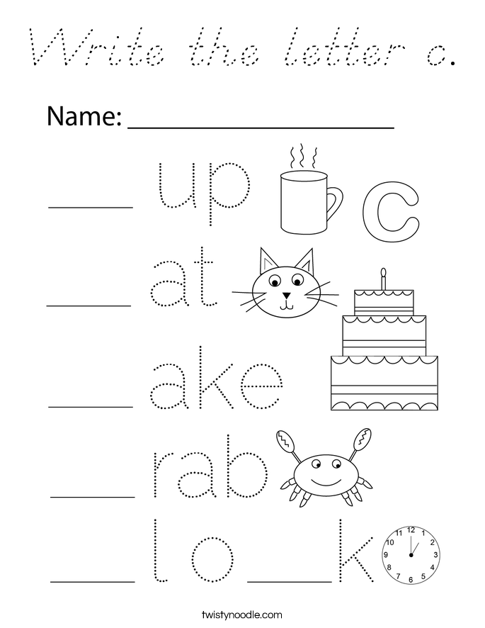 Write the letter c. Coloring Page