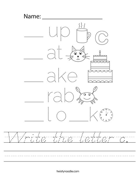 Write the letter c. Worksheet