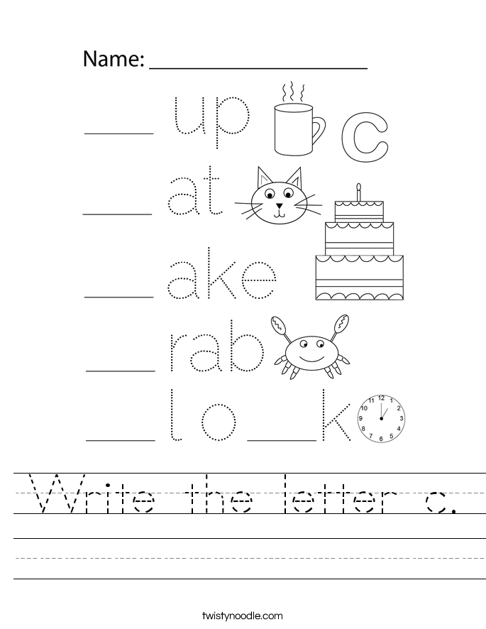 Write the letter c. Worksheet