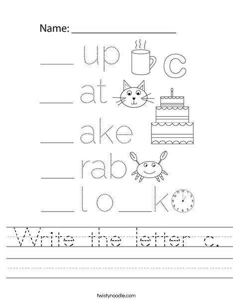 Write the letter c. Worksheet