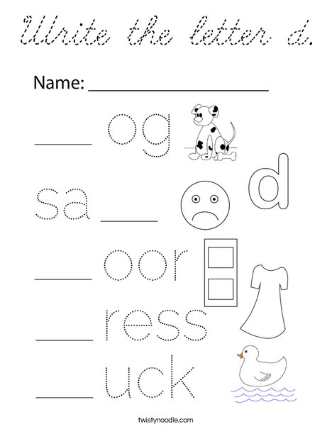 Write the letter d. Coloring Page
