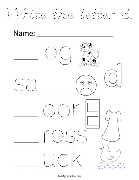 Write the letter d. Coloring Page