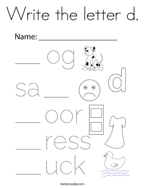 Write the letter d. Coloring Page