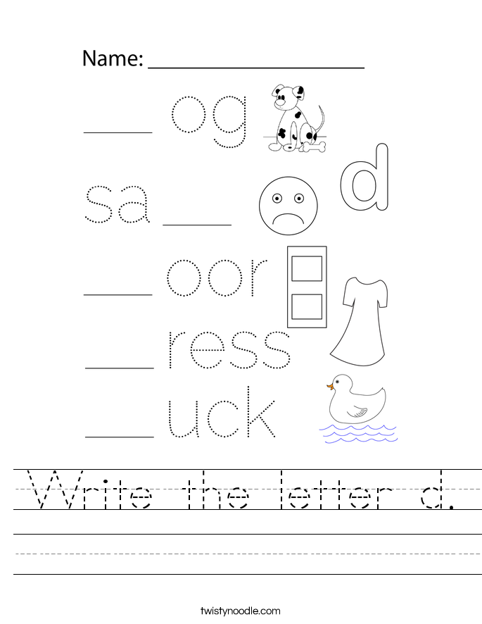 Write the letter d. Worksheet