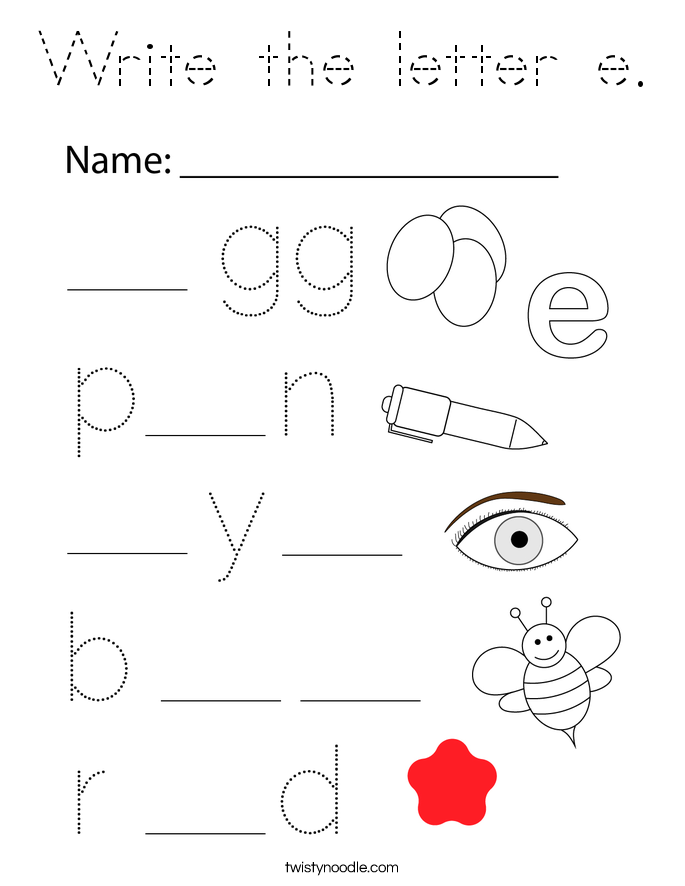 Write the letter e. Coloring Page