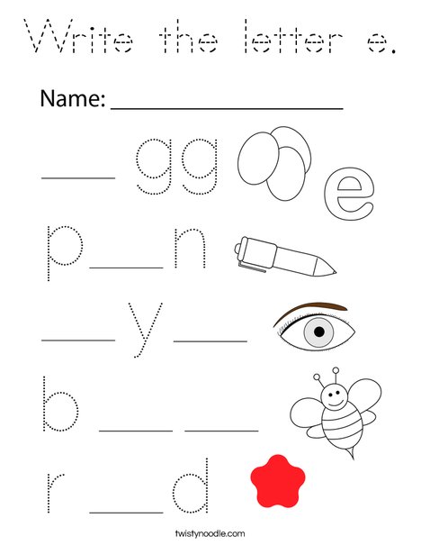 Write the letter e. Coloring Page