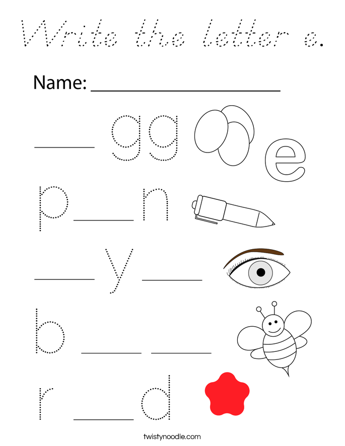 Write the letter e. Coloring Page