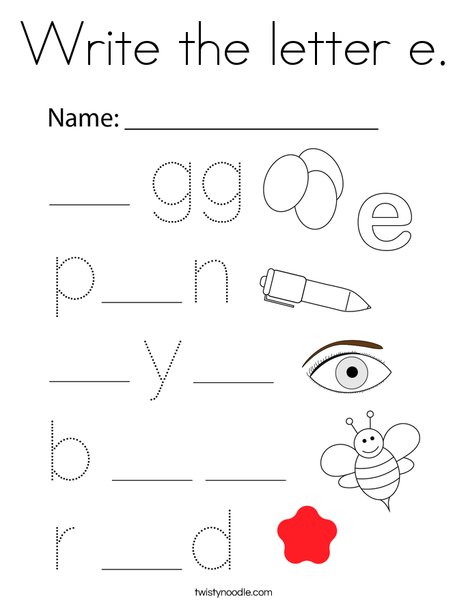 Write the letter e. Coloring Page