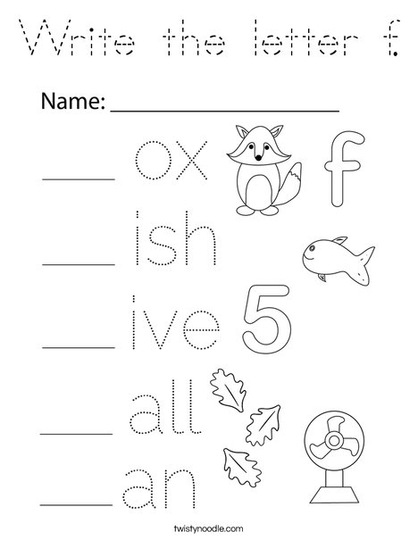 Write the letter f. Coloring Page