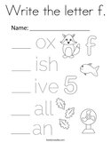 Write the letter f Coloring Page