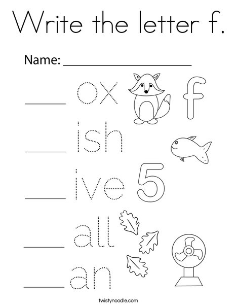 Write the letter f. Coloring Page