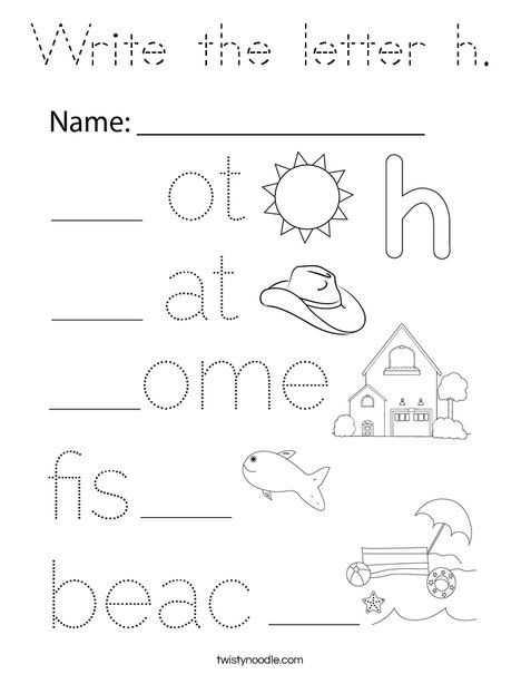 Write the letter h. Coloring Page