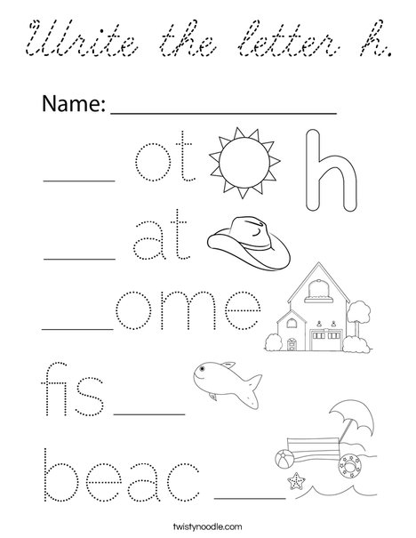Write the letter h. Coloring Page