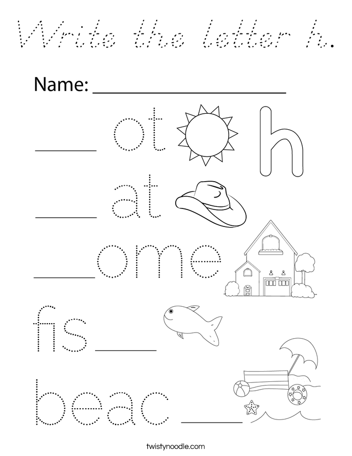 Write the letter h. Coloring Page