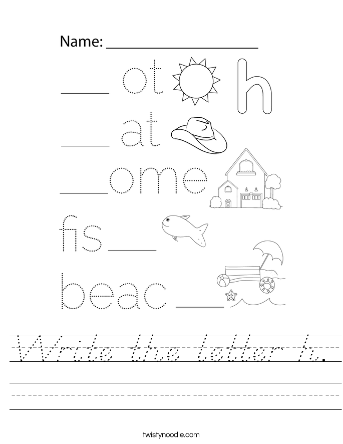 Write the letter h. Worksheet