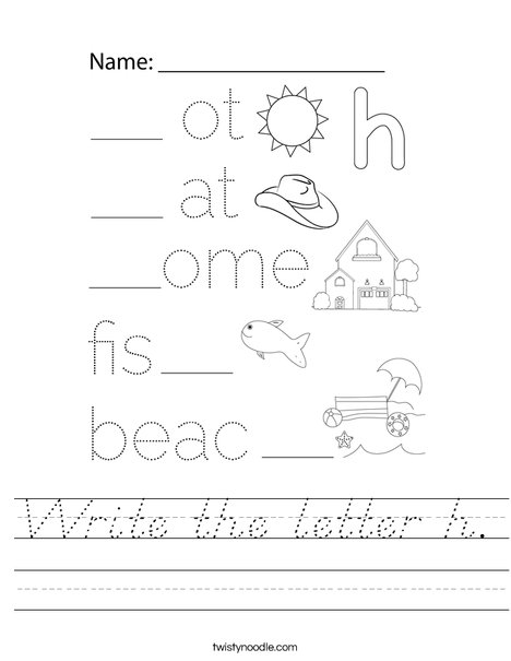 Write the letter h. Worksheet