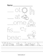Write the letter h Handwriting Sheet
