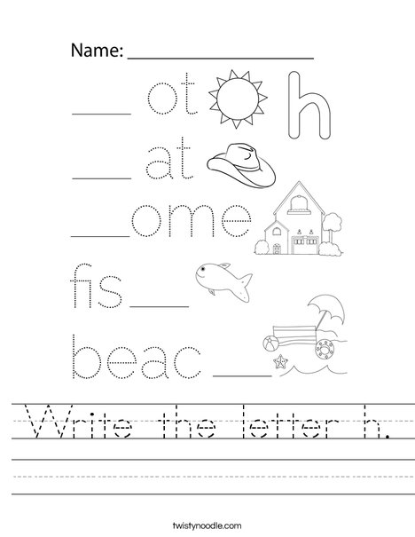 Write the letter h. Worksheet