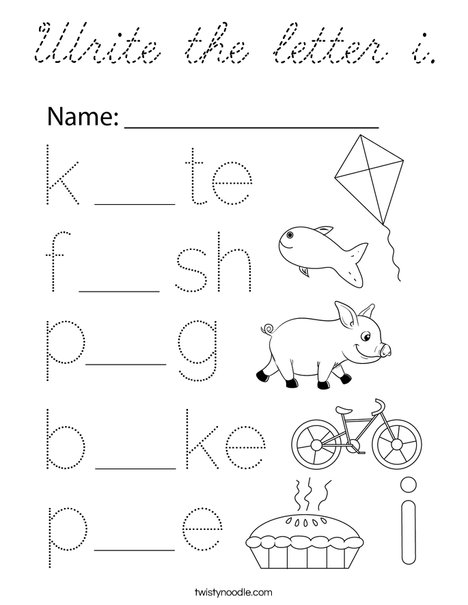 Write the letter i. Coloring Page