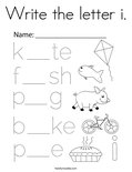 Write the letter i. Coloring Page