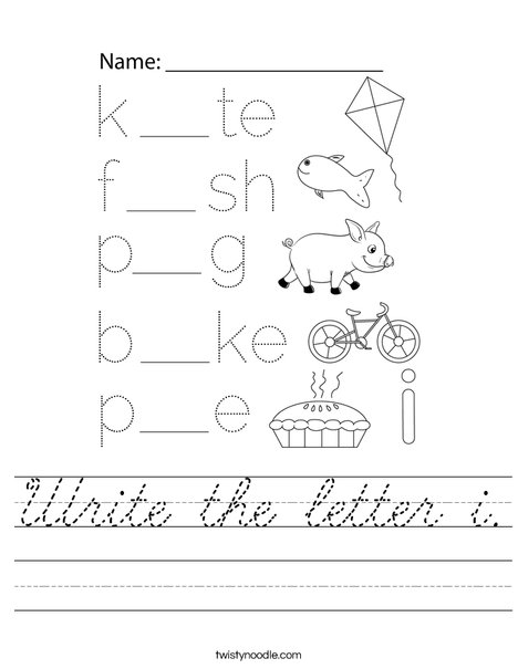 Write the letter i. Worksheet