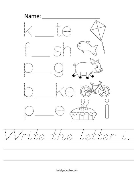 Write the letter i. Worksheet